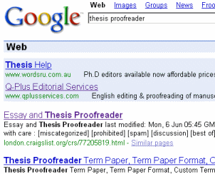 Thesis Proofreader in Google Results
